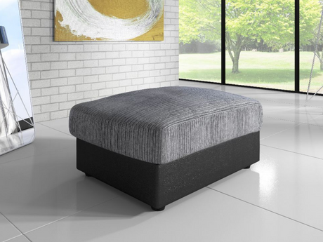 Dino Jumbo Cord Black Grey Footstool