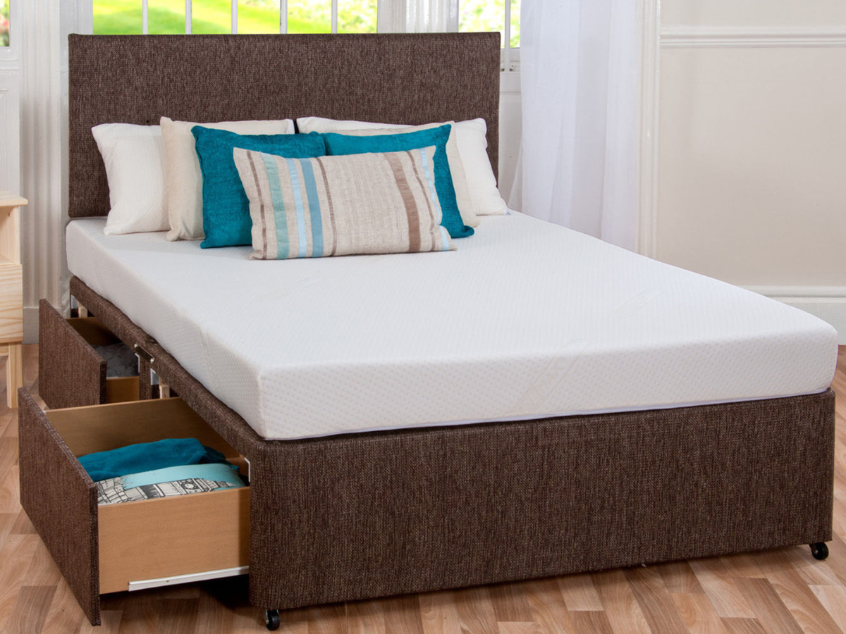 Divan Bed Brown with Headboard and Somni Pocket  Mattress