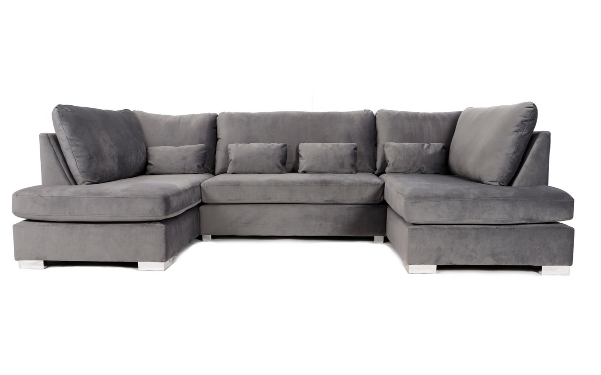 Belgravia U Shape Grey French Velvet Corner Sofa