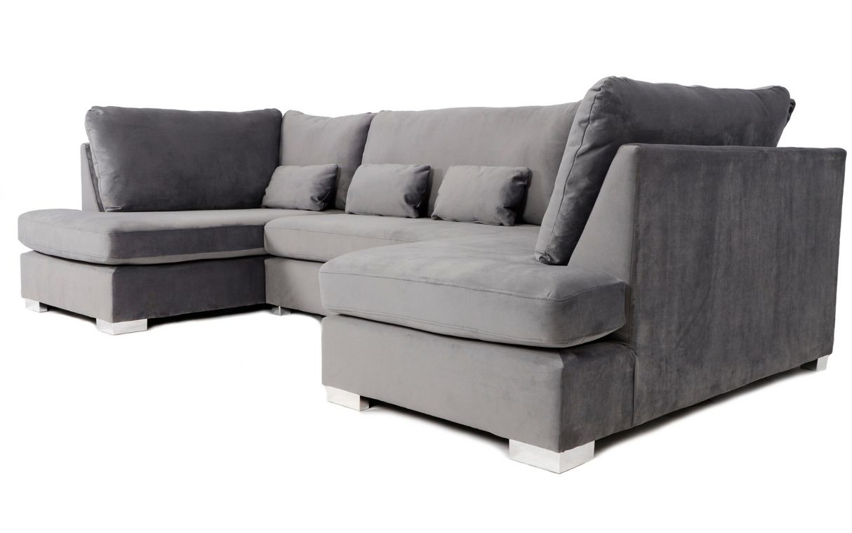 Belgravia U Shape Grey French Velvet Corner Sofa