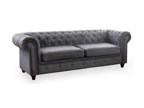 Hablo Chesterfield 3 Seater Sofa Fabric Grey