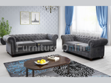 Hablo Chesterfield 3+2 Sofa Set Fabric Grey