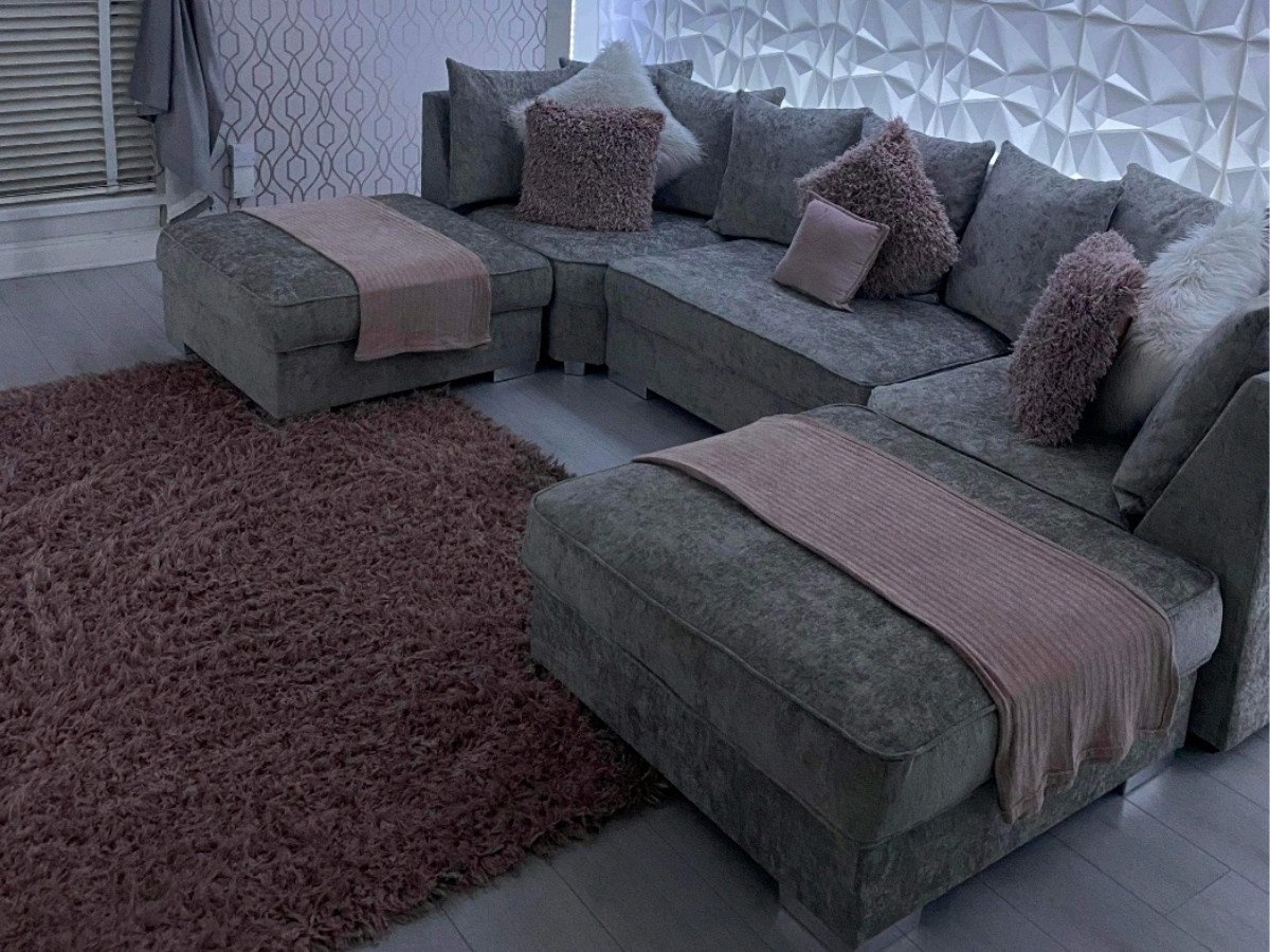 London U Shape Sofa Soft Chenille Truffle