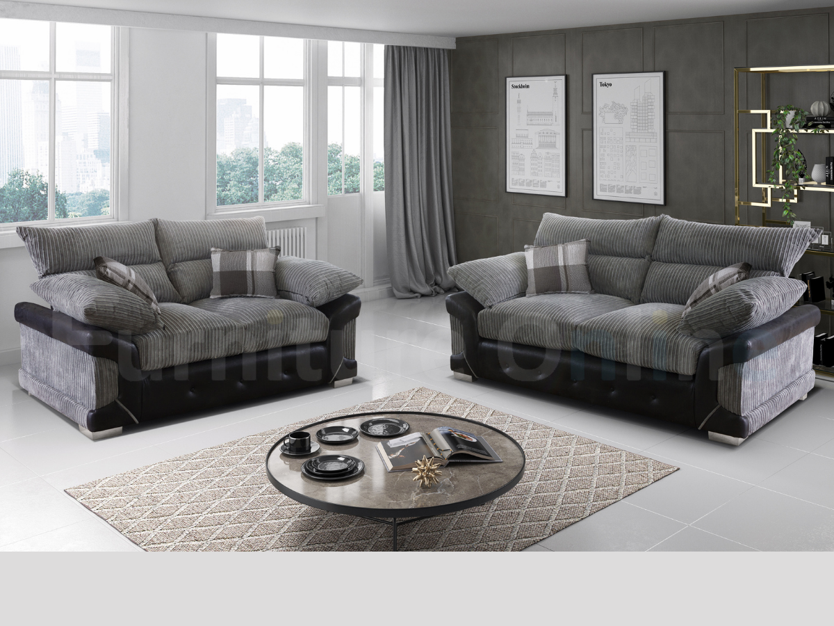 Grey black sofa set deals