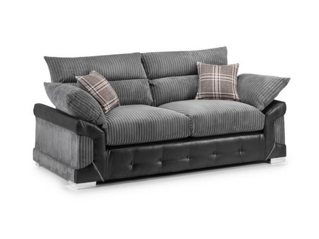 Logan 3 Seater Black Grey Jumbo Cord Sofa