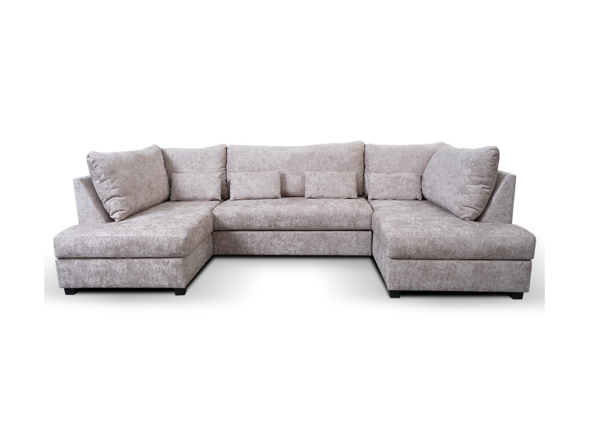 Meridian U Shape Sofa Bed with Storage Chenille Truffle