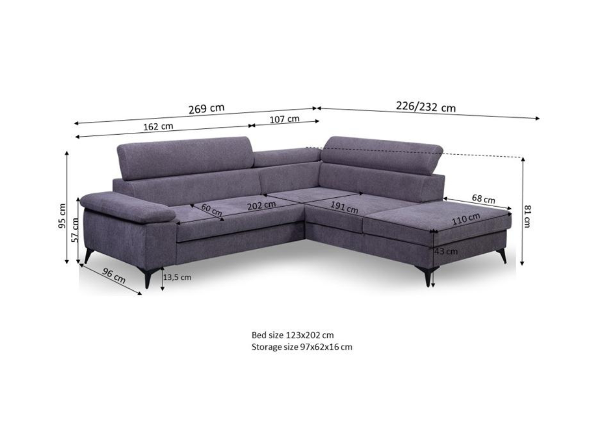 Moderato Sofa Storage Bed Grey Furniture Direct Online