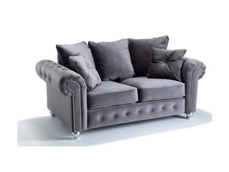 Olympia 2 Seater Sofa Plush Velvet Grey