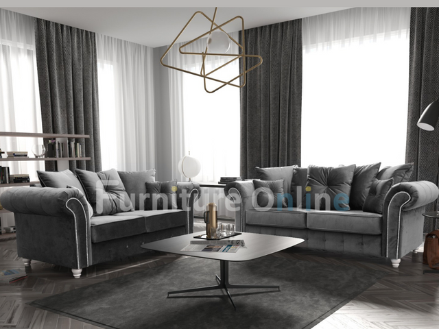2 piece grey couch set deals