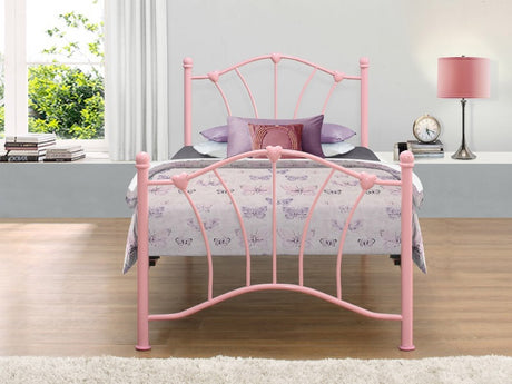 Birlea Sophia Metal Bed Pink with Hearts