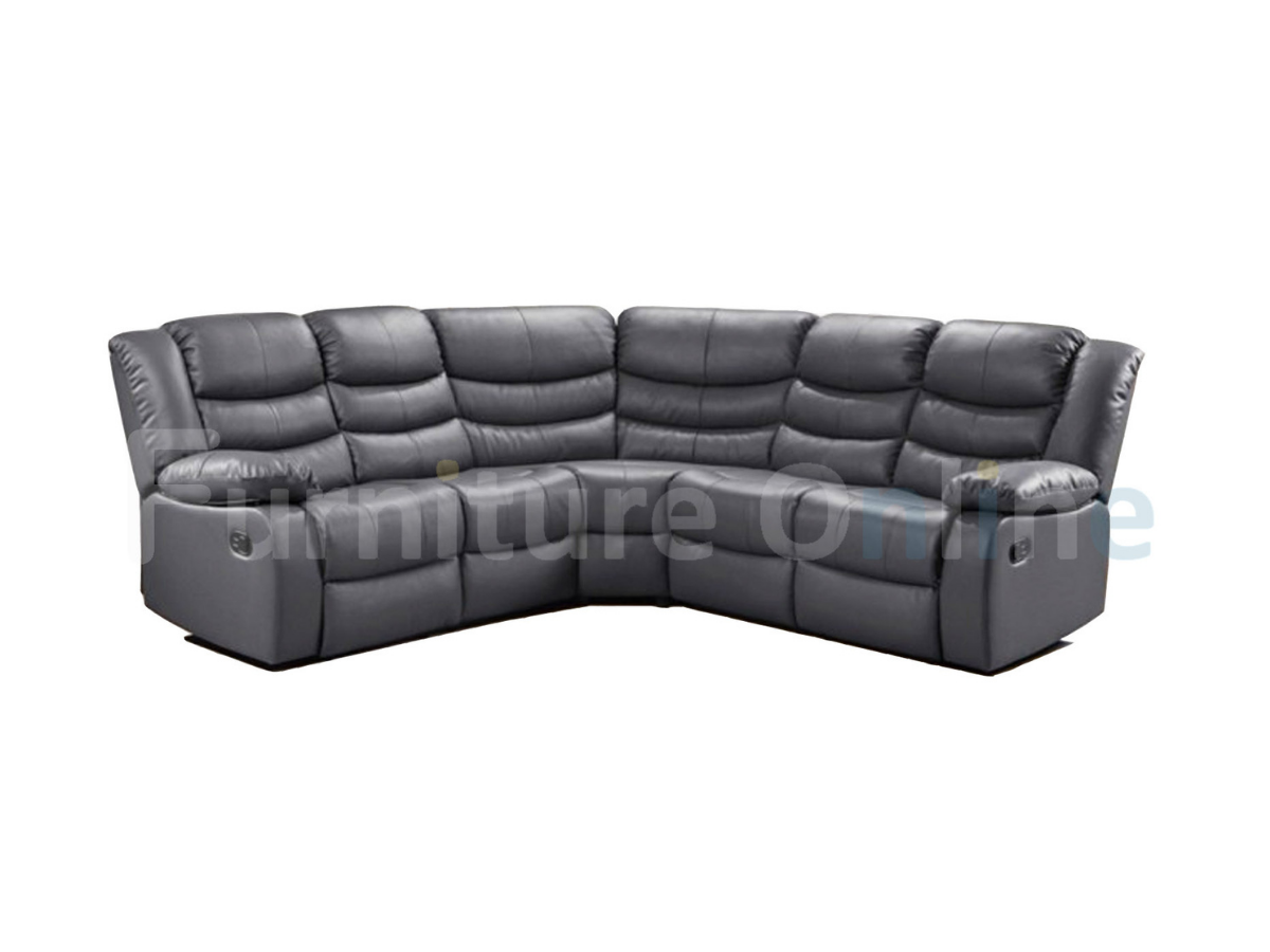Roma Leather Recliner Corner Grey Furniture Direct Online