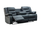 Sorrento 3 seater leather recliner sofa black