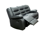 Sorrento 3 seater leather recliner sofa black