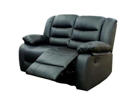 Roma Recliner 2 Seater Faux Leather Black