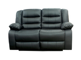 Sorrento 2 seater leather recliner sofa black