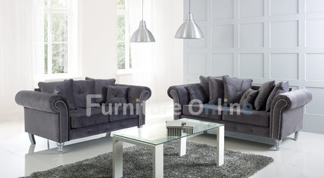 Olympia 3+2 Sofa Set Plush Velvet Grey