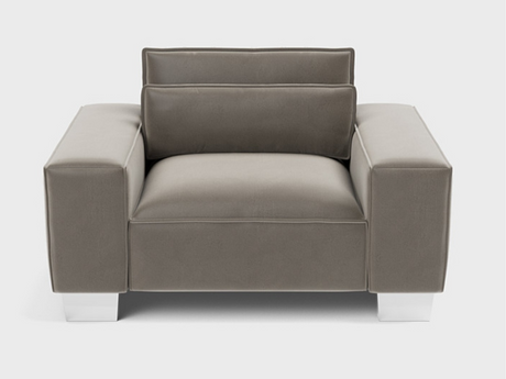 Sloane Luxury Large Armchair with Cushion Plush Velvet Mink
