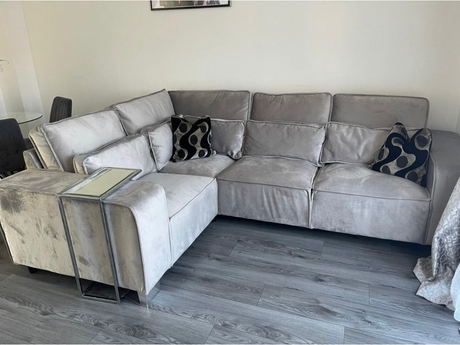 Sloane 4 Seater Left Hand Corner Sofa Silver