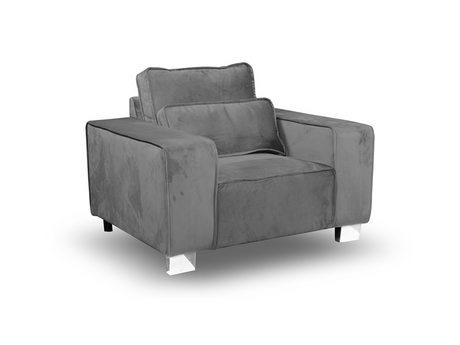 Sloane Luxury Large Armchair with Cushion Plush Velvet Grey