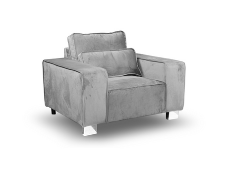 Sloane Luxury Large Armchair with Cushion Plush Velvet Silver