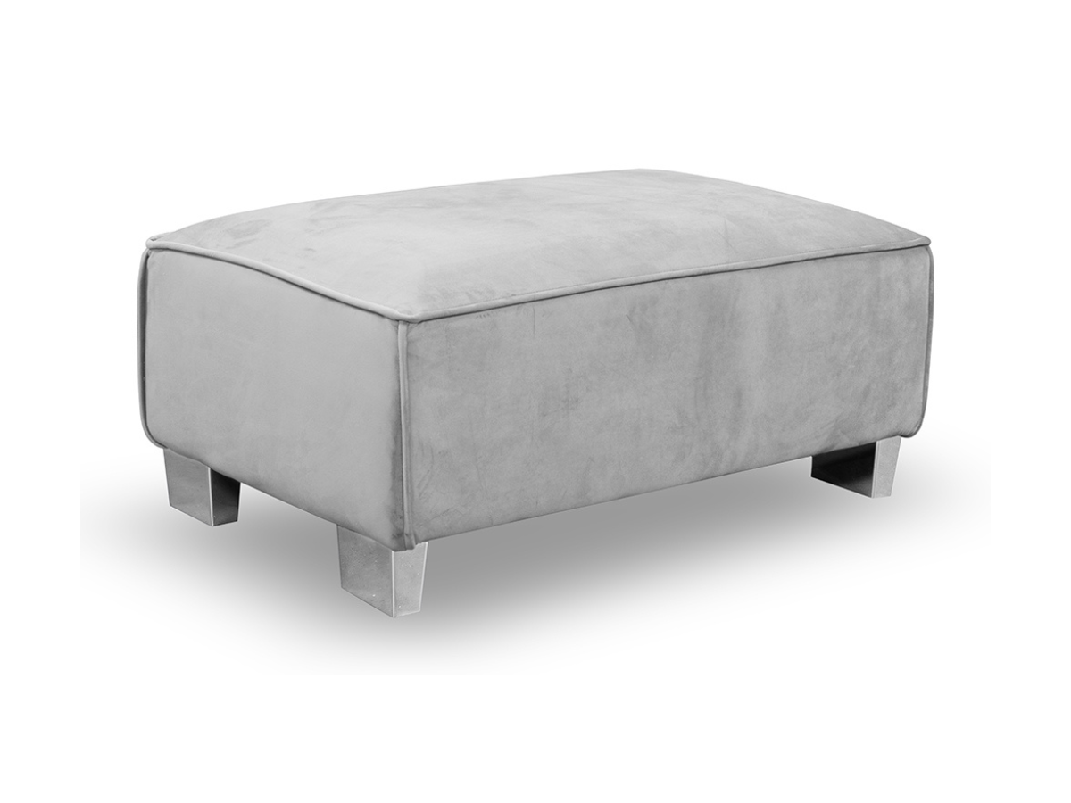Grey footstool store with chrome legs