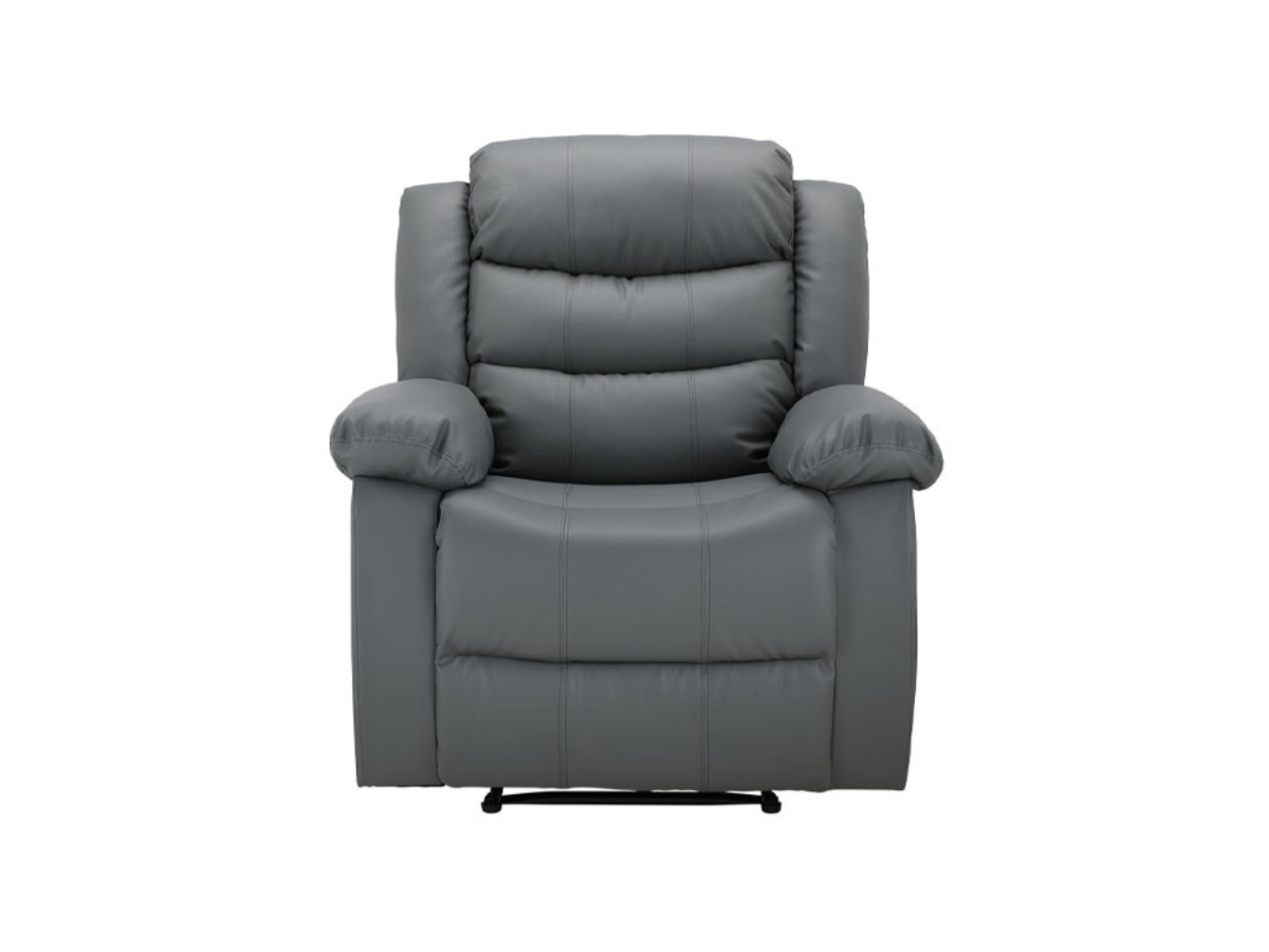 Roma Manual Reclining Grey Leather Armchair