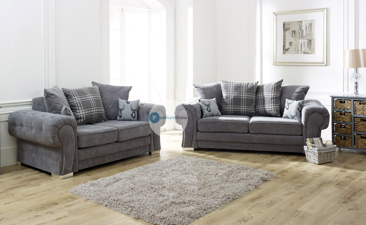 Verona Scatter Back 3+2 Seater Sofa Set Grey