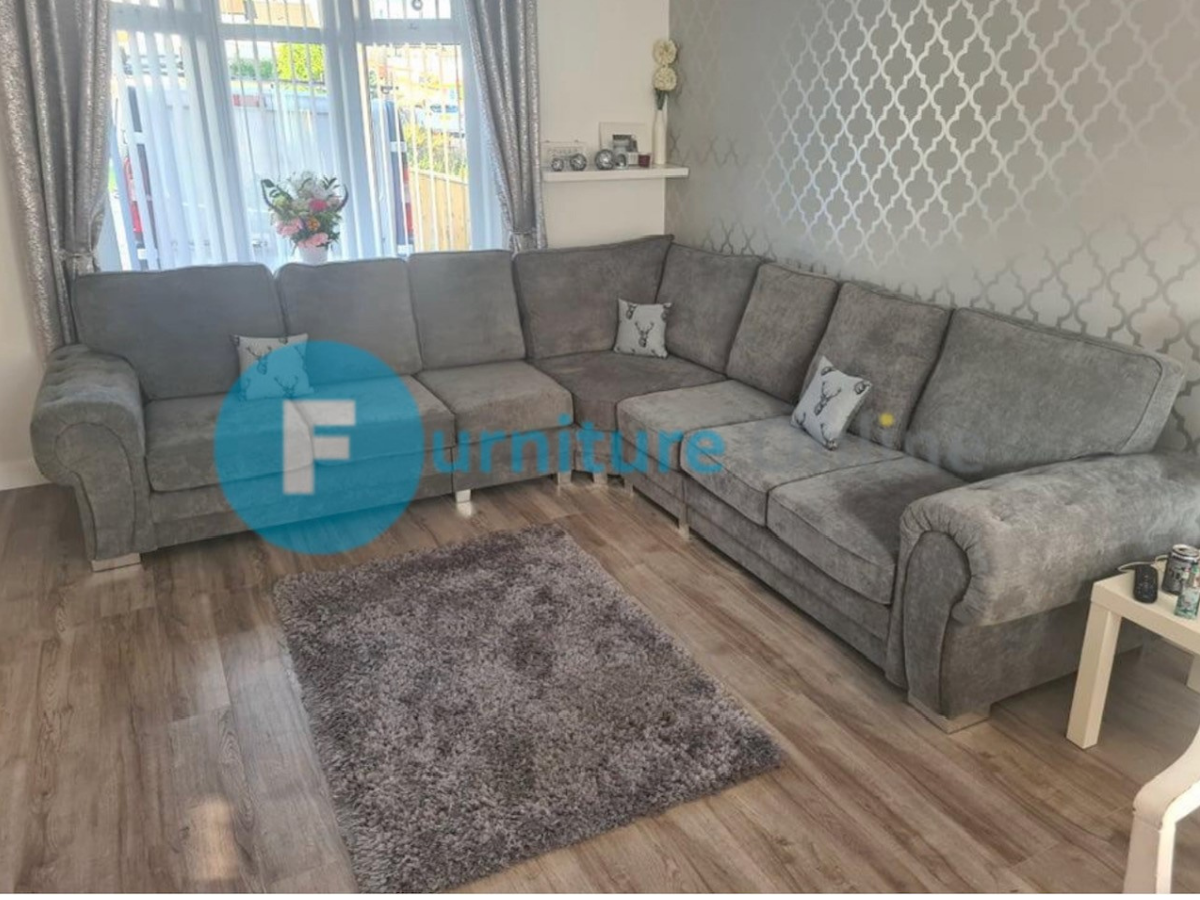 Vegas 7 Seater Full Back Corner Grey Sofa