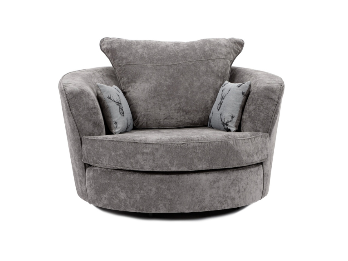 Vegas Swivel Chair Grey Fabric Furniture Direct Online