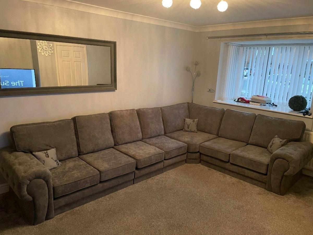 Vegas 7 Seater Full Back Corner Grey Sofa