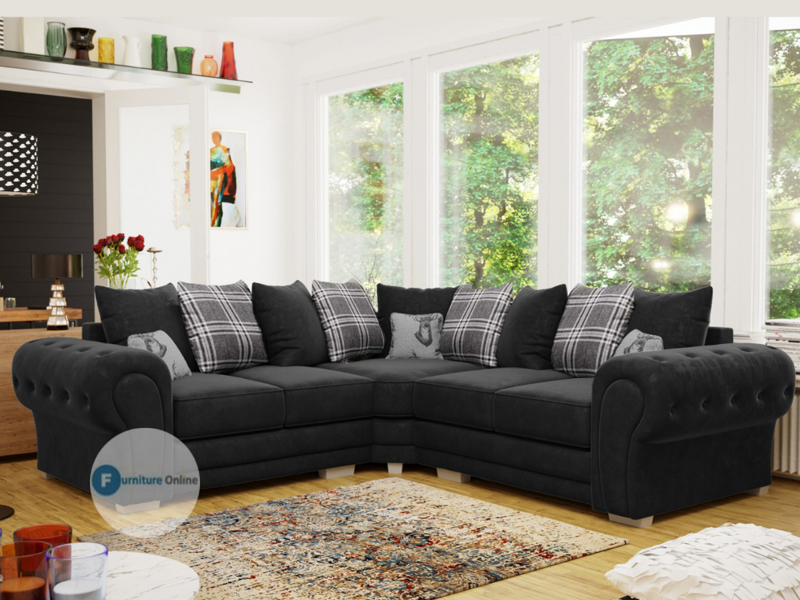 Verona Double Corner Black Sofa Furniture Direct Online