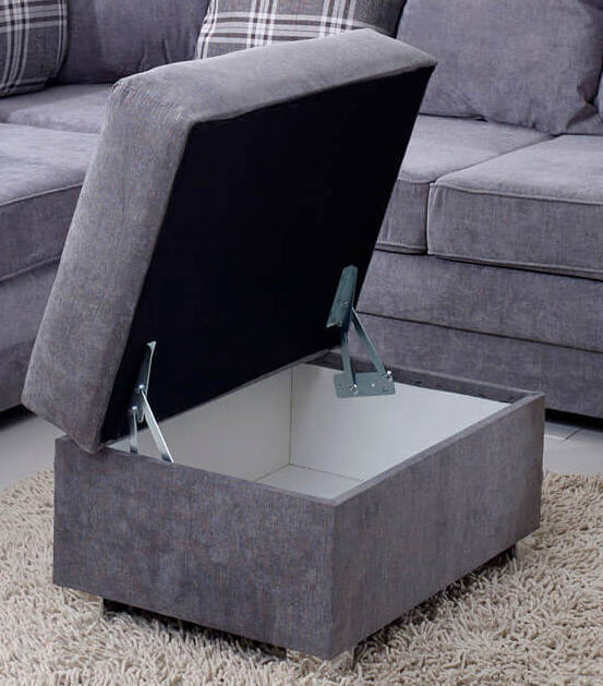 Vegas Verona Storage Footstool Grey and Sofa
