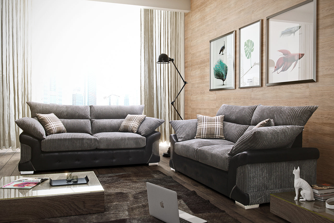 Logan 3 Seater Sofa Grey Black Furniture Direct Online